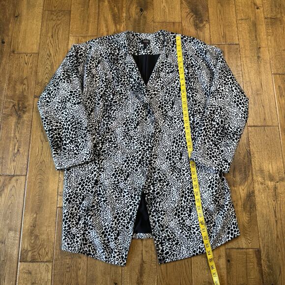 Rafaella Knit Open Front Cardigan Jacket Leopard Animal Print Black White Sz L - Picture 3 of 5